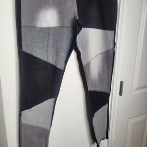 Black/gray Colorblock Patchwork Jeans